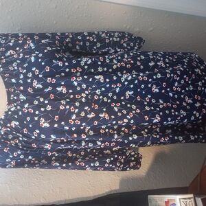 Sara Morgan Floral 3 Quarter Sleeve Blouse XL, Navy
